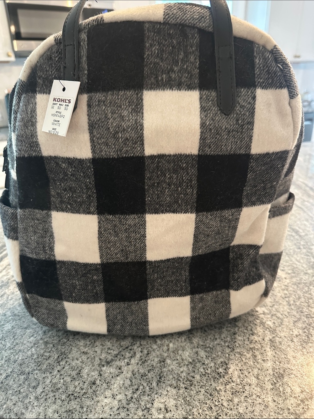 Kohl's Sonoma Black and White checker Buffalo Plaid Backpack